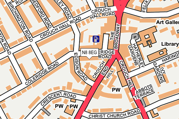 N8 8EG map - OS OpenMap – Local (Ordnance Survey)