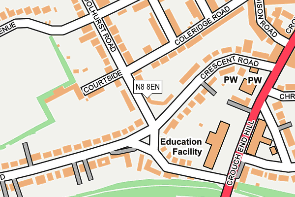N8 8EN map - OS OpenMap – Local (Ordnance Survey)