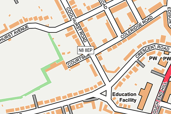 N8 8EP map - OS OpenMap – Local (Ordnance Survey)