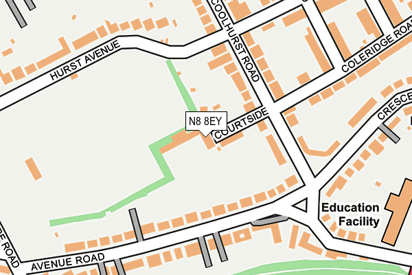 N8 8EY map - OS OpenMap – Local (Ordnance Survey)