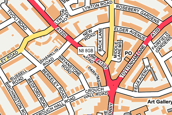 N8 8GB map - OS OpenMap – Local (Ordnance Survey)