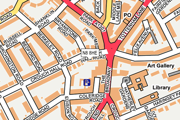 N8 8HE map - OS OpenMap – Local (Ordnance Survey)