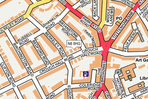 N8 8HG map - OS OpenMap – Local (Ordnance Survey)