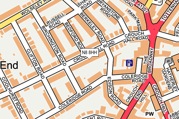 N8 8HH map - OS OpenMap – Local (Ordnance Survey)