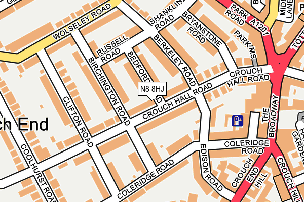 N8 8HJ map - OS OpenMap – Local (Ordnance Survey)