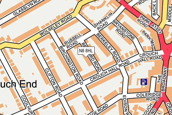 N8 8HL map - OS OpenMap – Local (Ordnance Survey)