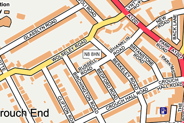 N8 8HN map - OS OpenMap – Local (Ordnance Survey)