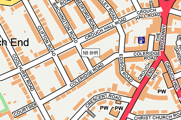 N8 8HR map - OS OpenMap – Local (Ordnance Survey)