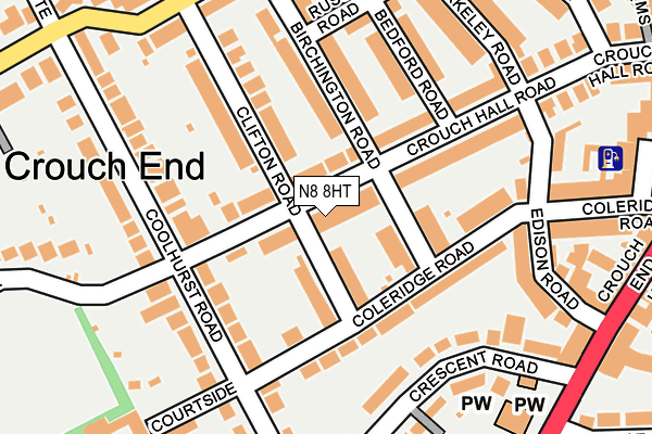 N8 8HT map - OS OpenMap – Local (Ordnance Survey)