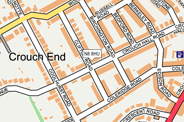 N8 8HU map - OS OpenMap – Local (Ordnance Survey)
