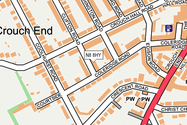 N8 8HY map - OS OpenMap – Local (Ordnance Survey)