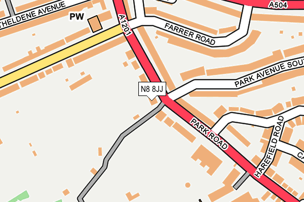 N8 8JJ map - OS OpenMap – Local (Ordnance Survey)