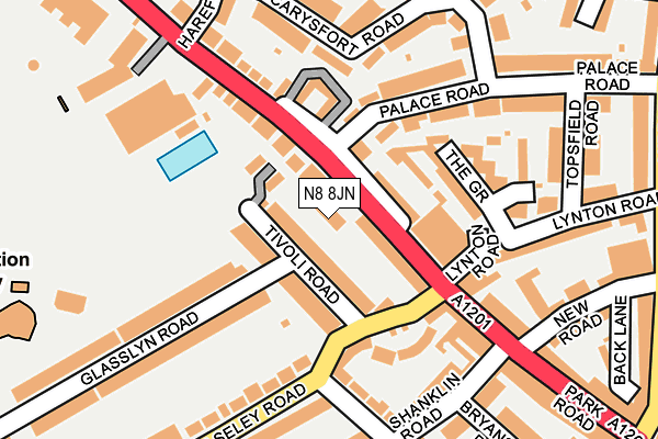 N8 8JN map - OS OpenMap – Local (Ordnance Survey)