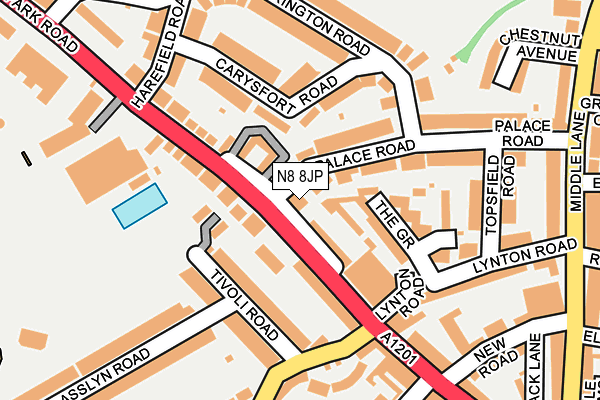 N8 8JP map - OS OpenMap – Local (Ordnance Survey)