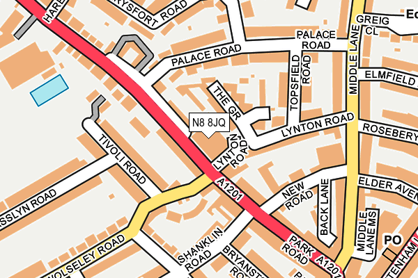 N8 8JQ map - OS OpenMap – Local (Ordnance Survey)
