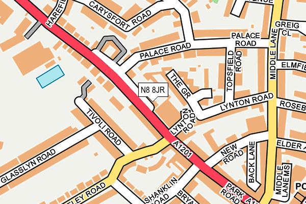 N8 8JR map - OS OpenMap – Local (Ordnance Survey)