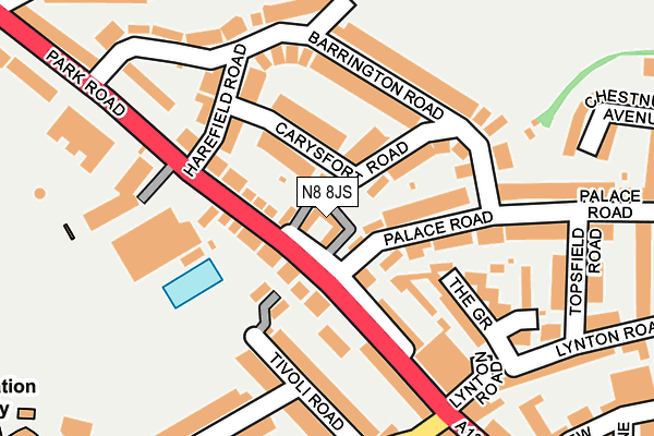 N8 8JS map - OS OpenMap – Local (Ordnance Survey)