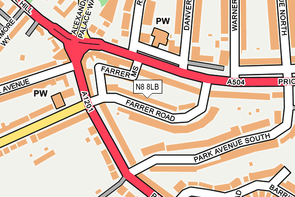 N8 8LB map - OS OpenMap – Local (Ordnance Survey)