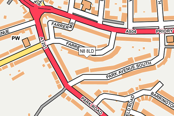 N8 8LD map - OS OpenMap – Local (Ordnance Survey)