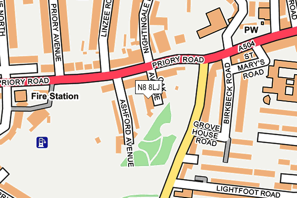 N8 8LJ map - OS OpenMap – Local (Ordnance Survey)