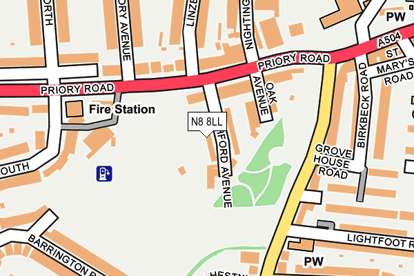 N8 8LL map - OS OpenMap – Local (Ordnance Survey)