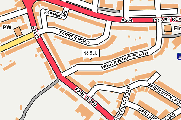 N8 8LU map - OS OpenMap – Local (Ordnance Survey)