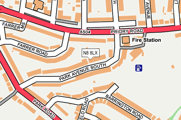 N8 8LX map - OS OpenMap – Local (Ordnance Survey)