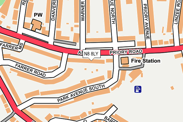 N8 8LY map - OS OpenMap – Local (Ordnance Survey)
