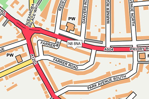 N8 8NA map - OS OpenMap – Local (Ordnance Survey)
