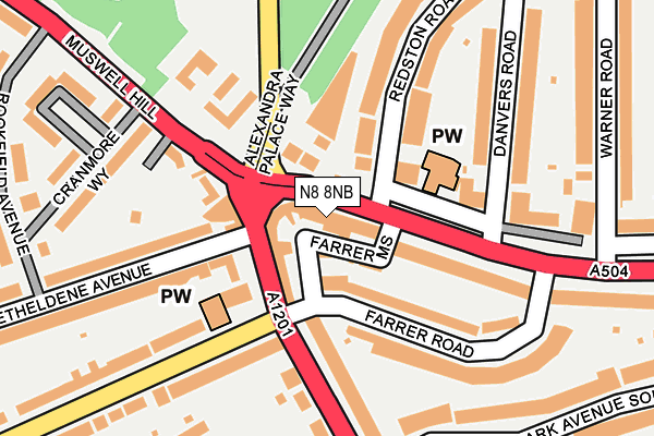N8 8NB map - OS OpenMap – Local (Ordnance Survey)
