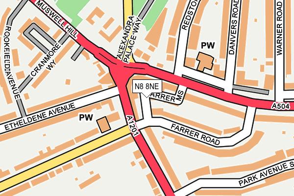 N8 8NE map - OS OpenMap – Local (Ordnance Survey)