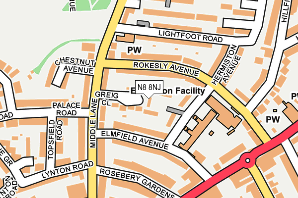 N8 8NJ map - OS OpenMap – Local (Ordnance Survey)