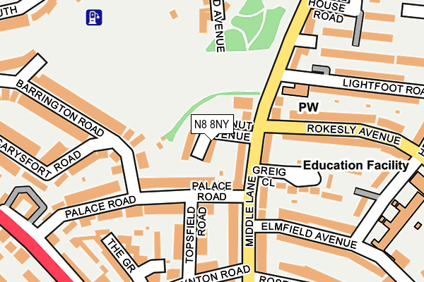 N8 8NY map - OS OpenMap – Local (Ordnance Survey)