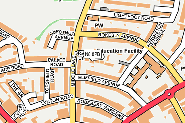 N8 8PB map - OS OpenMap – Local (Ordnance Survey)