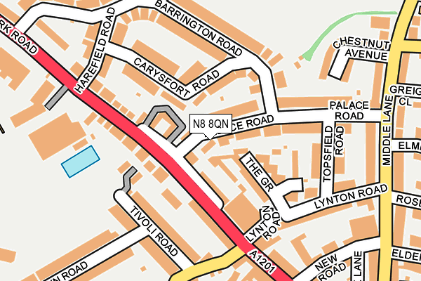 N8 8QN map - OS OpenMap – Local (Ordnance Survey)
