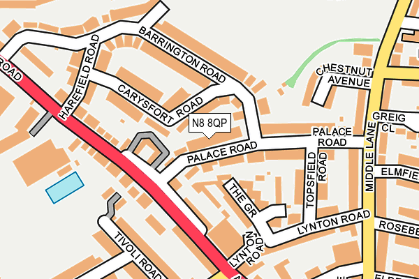 N8 8QP map - OS OpenMap – Local (Ordnance Survey)