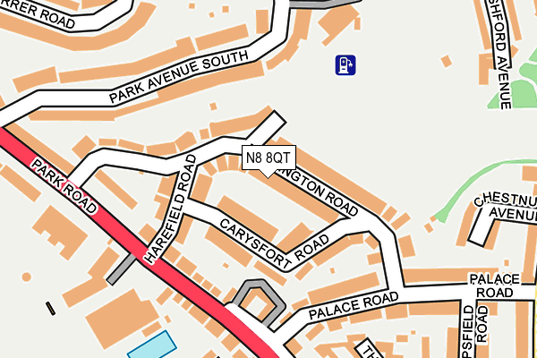 N8 8QT map - OS OpenMap – Local (Ordnance Survey)
