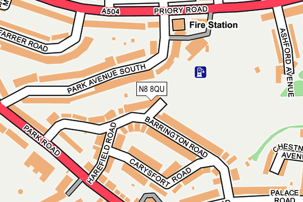 N8 8QU map - OS OpenMap – Local (Ordnance Survey)