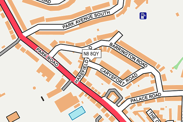 N8 8QY map - OS OpenMap – Local (Ordnance Survey)