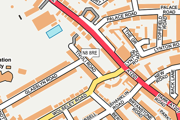 N8 8RE map - OS OpenMap – Local (Ordnance Survey)
