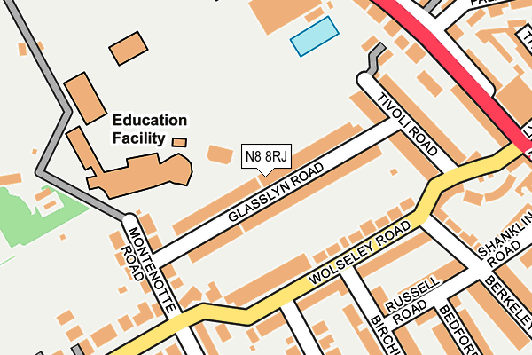 N8 8RJ map - OS OpenMap – Local (Ordnance Survey)