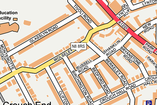 N8 8RS map - OS OpenMap – Local (Ordnance Survey)