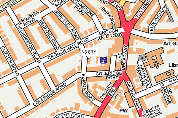 N8 8RY map - OS OpenMap – Local (Ordnance Survey)