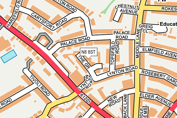N8 8ST map - OS OpenMap – Local (Ordnance Survey)
