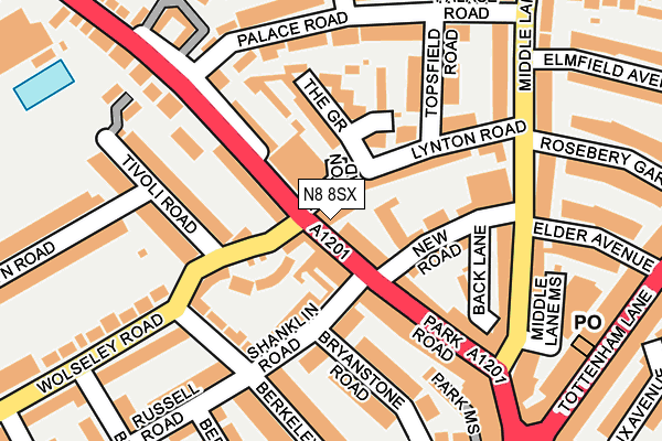 N8 8SX map - OS OpenMap – Local (Ordnance Survey)