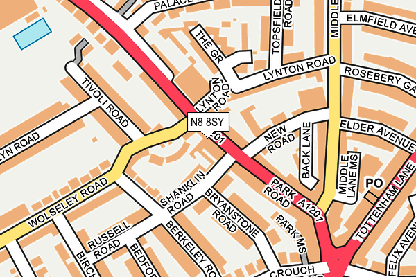 N8 8SY map - OS OpenMap – Local (Ordnance Survey)