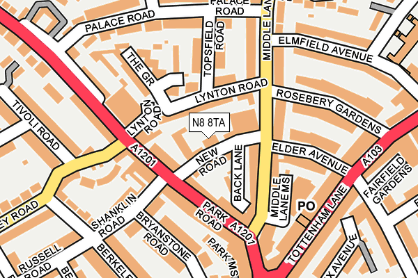 N8 8TA map - OS OpenMap – Local (Ordnance Survey)