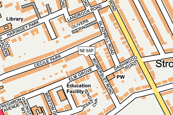 N8 9AP map - OS OpenMap – Local (Ordnance Survey)