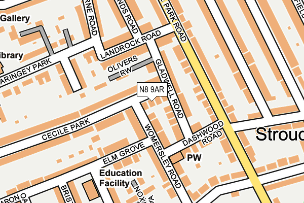 N8 9AR map - OS OpenMap – Local (Ordnance Survey)