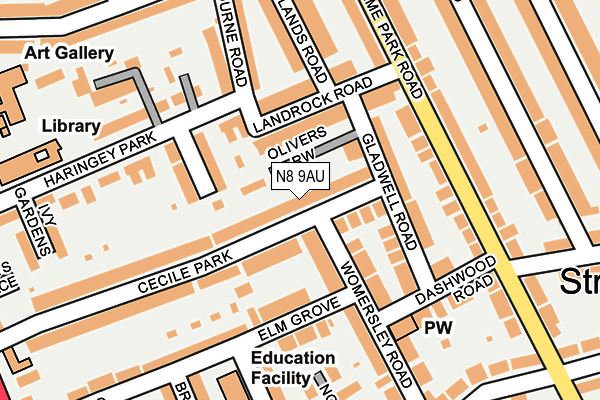 N8 9AU map - OS OpenMap – Local (Ordnance Survey)